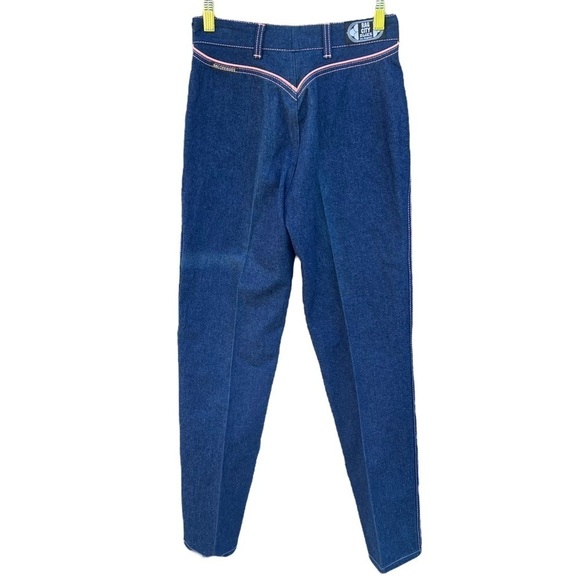 VTG 80s Rag City Blues High Waisted Bareback Jeans Straight Leg Pink Piping 7/8 - Picture 3 of 15